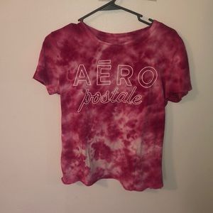 Pink tye-dye aero postale cropped tee